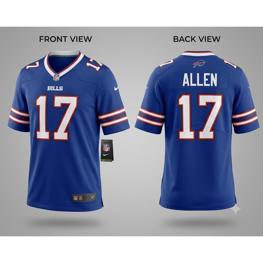 Nike Josh Allen Buffalo Bills #17 NFL Jersey Mens 3XL Blue Game Day Gameday NWT